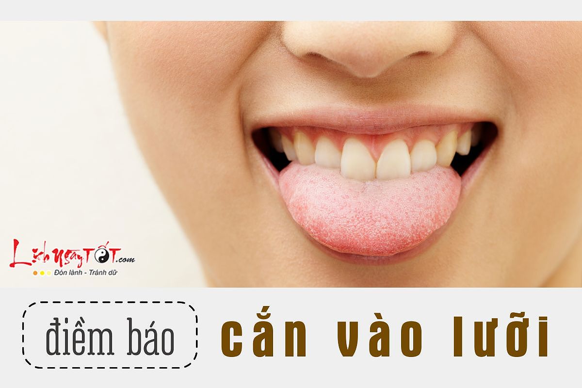 Hình ảnh biểu thị điềm báo cắn vào lưỡi, liên quan đến các khung giờ và ý nghĩa của chúng.