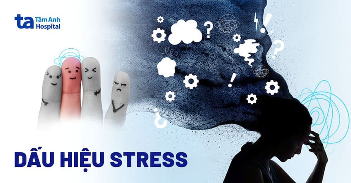 Dấu hiệu stress thể hiện qua hình ảnh minh họa về các triệu chứng căng thẳng.